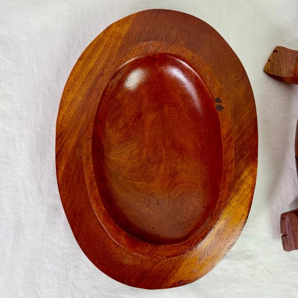 Wooden Turtle Tortoise Hand Carved Trinket Box Bowl Removeable Lid Floral - Picture 6 of 8